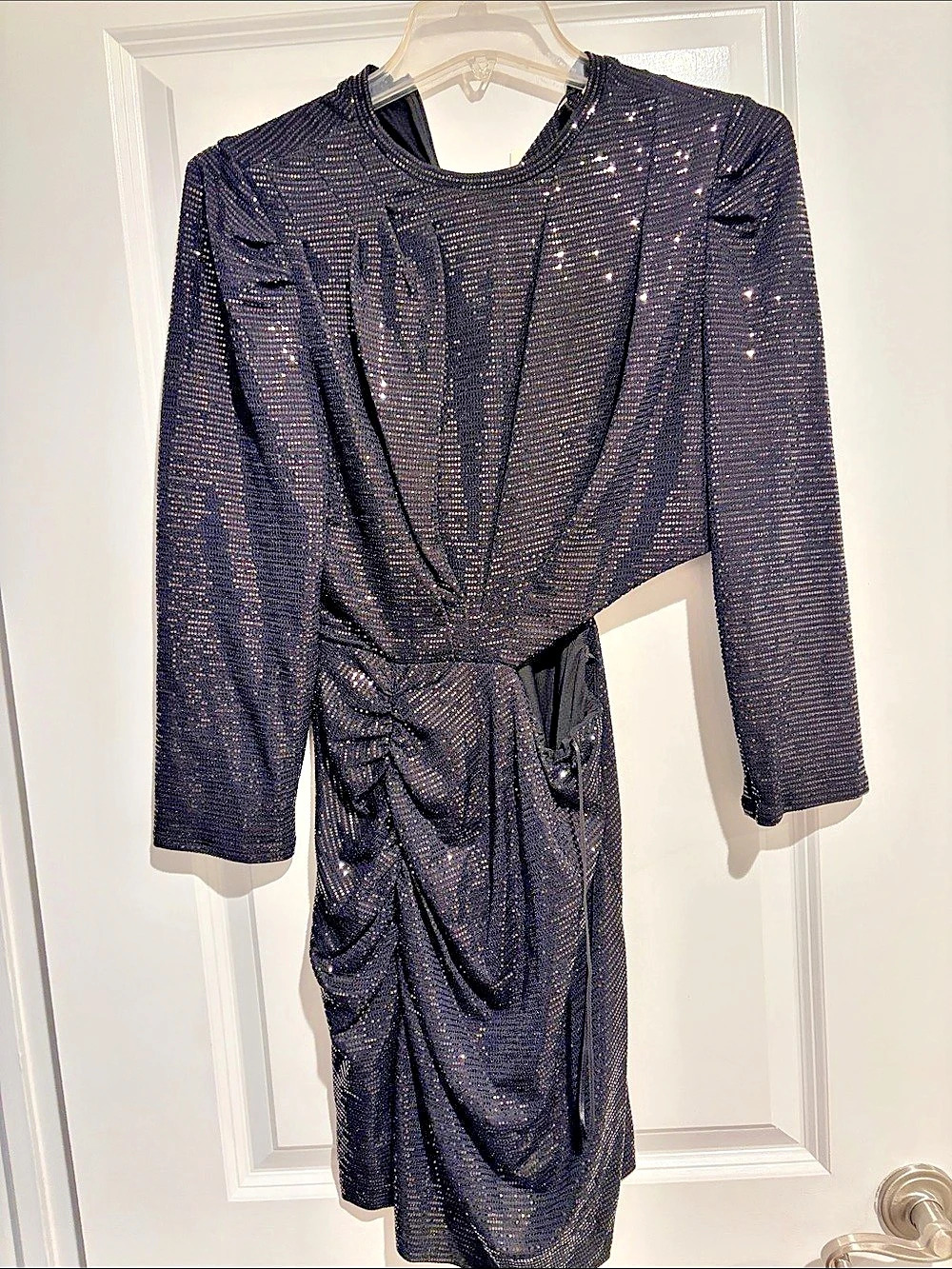 NWT Sandro Black Ruched Mini Dress Like New